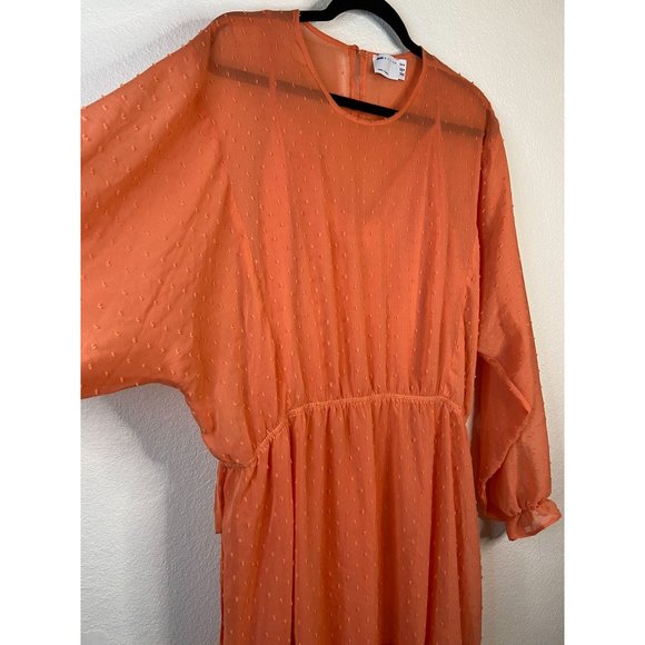 ASOS design women's 16 coral orange fit and flare knee length lined sundress - Picture 3 of 7